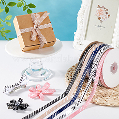 6 Rolls 6 Colors Polyester Polka Dot Print Grosgrain Ribbon&nbsp;OCOR-PH0004-28