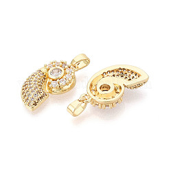 Brass Micro Pave Clear Cubic Zirconia Pendants&nbsp;KK-N259-11G