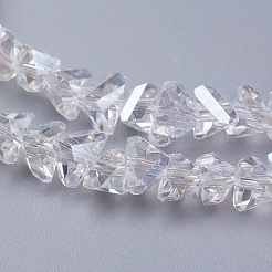 電気メッキガラスビーズセット  ABカラーメッキ  多面カット  三角形  クリアAB  4.5x5x6mm  穴：1mm  約100個/連  13.7インチ（35cm）&nbsp;EGLA-J145-6mm-AB01