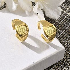 女性用楕円形 304 ステンレススチール カフリング  ゴールドカラー  調整可能  11mm&nbsp;RJEW-M019-29G