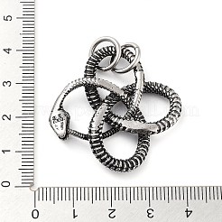 304ステンレスペンダント  丸カン付き  スネークチャーム  アンティークシルバー  37x36.5x4.5mm  穴：7mm&nbsp;STAS-R225-10AS