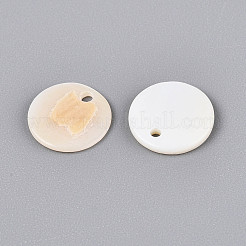 天然淡水貝のディスクチャーム  貝殻色  10x1~2mm  穴：1.2mm&nbsp;BSHE-T014-42B
