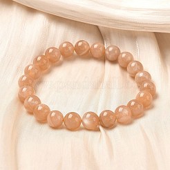 天然サンストーンビーズストレッチブレスレット（男女兼用）  ラウンド  内径：2-1/8インチ（5.5cm）  ビーズ：8mm&nbsp;BJEW-I322-01