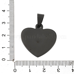 イオンプレーティング（IP）304ステンレスペンダント  空白タグのスタンプ  ハート  ブラック  26x25x1.5mm  穴：10x4.5mm&nbsp;STAS-I135-12B