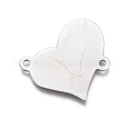 変色防止201ステンレス鋼スタンピングブランクタグリンクコネクター  ハート  ステンレス鋼色  20x21x0.8mm  穴：1.4mm&nbsp;STAS-F207-38P