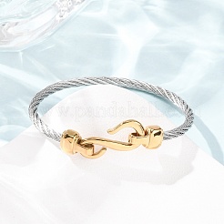 Duo Tone 304 Stainless Steel Twisted Rope Cuff Bangles with S Clasps for Women&nbsp;SA-CBA2192-02GP