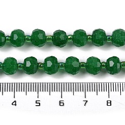 天然染め白翡翠ビーズ連売り  多面カット  ロンデル  シードビーズで  シーグリーン  7.5~8x6.5mm  穴：1.4mm  約45~46個/連  15.75''（40センチメートル）&nbsp;G-H057-A20-04