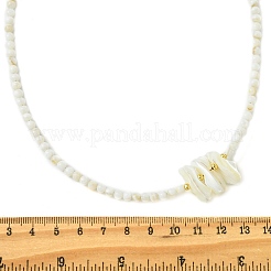 Natural Trochid Shell Chip and Round Natural Pearl Beaded Necklacess for Women&nbsp;NJEW-JN06222-01