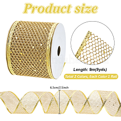 2 Rolls 2 Colors 9M Sparkle Polyester Mesh Ribbon with Paillettes&nbsp;OCOR-PH0005-94