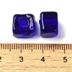 手作りランプワークビーズ  キューブ  ブルー  8.5~10x8.5~10.5x8~10.5mm  穴：4mm&nbsp;LAMP-B025-01A-02