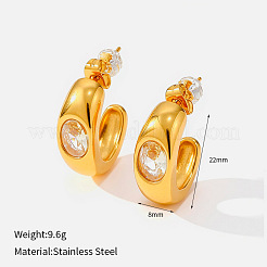 304 Stainless Steel Pave Cubic Zirconia Stud Earrings&nbsp;WG955B3-01