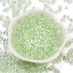 内側の色のフリンジガラスシードビーズ6/0個  ティアドロップ  淡緑色  4.5~5x3.5~4x4~5mm  穴：1mm  約4000個/ポンド&nbsp;SEED-A034-03E