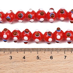 手作り凹凸柄ランプワークビーズ連売り  ラウンド  レッド  11.5x11.5x8.5mm  穴：1.4mm  約45個/連  13.74''~14.13