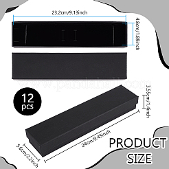 厚紙紙ネックレスボックス  長方形  ブラック  24x5.6x3.55cm&nbsp;CON-WH0092-71