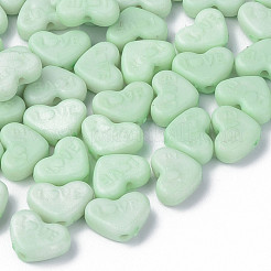 不透明なアクリルビーズ  染め  単語「love」付けのハート  ミックスカラー  10x13.5x4.5mm  穴：1.8mm  約2300個/500g&nbsp;MACR-S373-128-S