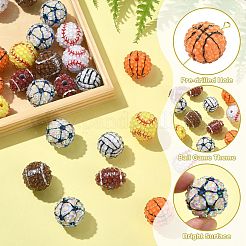 35個 7スタイル スポーツ不透明アクリルビーズ  混合図形  ミックスカラー  18~21x13.5~20mm  穴：2.3~4mm  5個/スタイル&nbsp;MACR-CJ0002-38