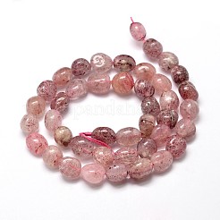 天然のストロベリークォーツ天然石ナゲッツビーズ連売り  タンブルストーン  9~12x8~13x5~7mm  穴：1mm  約15.3インチ〜15.7インチ&nbsp;X-G-J336-27