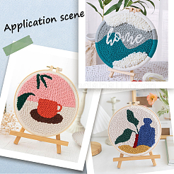 木製ハンドル真鍮パンチ刺繍ニードルペン＆簡単自動糸通し器セット  湯通しアーモンド  106~119.5x3.5~20x3.5~15mm  3個/セット&nbsp;DIY-WH0453-88C