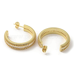 Rack Plating Brass Micro Pave Cubic Zirconia Ring Stud Earrings&nbsp;EJEW-F331-05G
