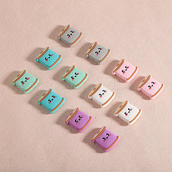 12個 6色スプール 食品グレードの環境に優しいシリコンフォーカルビーズ  ミックスカラー  28.5x26x9.5mm  穴：2mm  2個/カラー&nbsp;SIL-CA0003-06