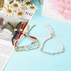 Adjustable Cubic Zirconia Beads Nylon Thread Slider Bracelets&nbsp;BJEW-JB06366