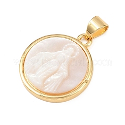 Natural White Shell Flat Round Pendants&nbsp;KK-F919-42C-G
