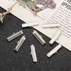 アイアン製カシメリボン止めエンドパーツ  カドミウムフリー＆ニッケルフリー＆鉛フリー  プラチナ  8x25mm  穴：1.6mm&nbsp;E182Y