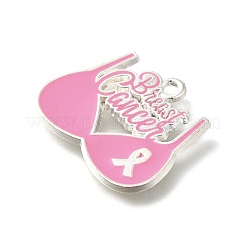 Breast Cancer Pink Awareness Ribbon Theme Alloy Enamel Pendants&nbsp;ENAM-C026-01H-S