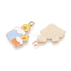 ハロウィンテーマアロイエナメルペンダント  ゴールドカラー  ろうそく  23x15x1mm  穴：1.6mm&nbsp;ENAM-T022-54G-06