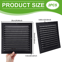 アルミ製スクエア壁面換気グリルカバー  ブラック  250x250x8.5mm&nbsp;AJEW-WH0410-220A-02
