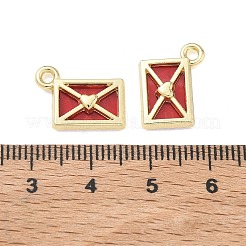合金アクリルパーツ  ハートのチャームが入った封筒  長持ちメッキ  ゴールドカラー  15.5x11.5x3mm  穴：1.8mm&nbsp;FIND-D044-23G-02