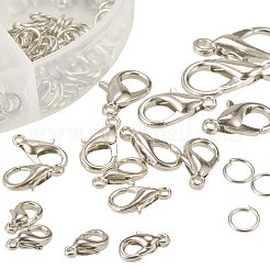 亜鉛合金の混合サイズのカニカンと鉄の丸カンクラフトのための{1}箱のアクセサリーのパーツ&nbsp;PALLOY-PH0001-01