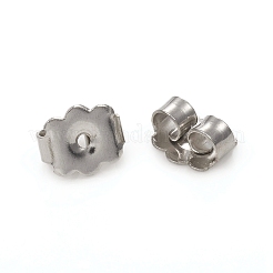 変色しにくい304ステンレススチール製イヤーナット  ポスト イヤリングのバタフライ イヤリング バック  花  ステンレス鋼色  6x5.5x3mm  穴：0.8mm&nbsp;STAS-G224-12P
