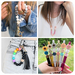 50Pcs 5 Colors Silicone Beads Loose Silicone Beads Kit Leopard Print Silicone Beads for Keychain Making Bracelet Necklace&nbsp;SIL-TA0003-35A
