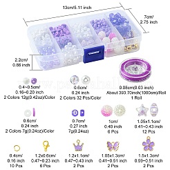 DIY ラウンドアクリル & ガラスビーズブレスレット ジュエリーキット  合金エナメルチャーム付き  スミレ  10.5x13x3mm  穴：2mm&nbsp;DIY-FS0006-29C