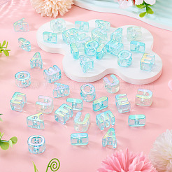 50Pcs 5 Styles UV Plating Rainbow Iridescent Acrylic Beads&nbsp;OACR-TA0004-93A