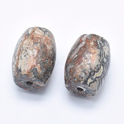 ナチュラルマップストーン/ピカソストーン/ピカソジャスパービーズ  片穴（両側に穴）  バレル  24.5~25x18mm  穴：2.5~3mm&nbsp;G-P384-U18