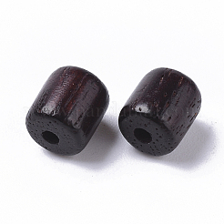 天然な白檀のビーズ  ワックスをかけられた木製のビーズ  染め  コラム  ココナッツブラウン  7x6mm  穴：1.5mm  約3180個/500g&nbsp;WOOD-S665-01A-01