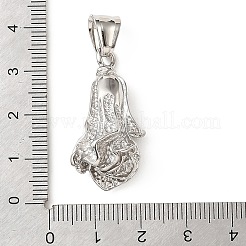 304ステンレスペンダント  201ステンレススチールスナップオンベイル付き  花のチャーム  ステンレス鋼色  33x16x15mm  穴：8.5x5mm&nbsp;STAS-F363-05P