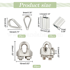 75Pcs 3 Style 304 Stainless Steel & Aluminum Wire Rope Cable Clip Clamp&nbsp;FIND-GA0003-11
