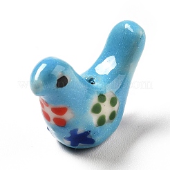 手作りプリント陶器ビーズ  手描きの陶器ビーズ  ピジョン  ディープスカイブルー  12.5~13x17~19x7~8.5mm  穴：1.5mm&nbsp;PORC-F005-04F