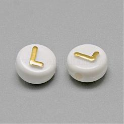メッキアクリルビーズ  ゴールドライン入り  水平穴  混合文字  フラットラウンド  ゴールド  9.5~10x6mm  穴：2mm  約1532個/500g&nbsp;SACR-S297-11