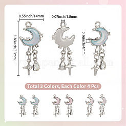 12Pcs 3 Colors Alloy Glass Pendants&nbsp;FIND-SC0021-07
