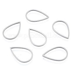 変色しない201ステンレススチール製リンクリング  ティアドロップ  ステンレス鋼色  21x14x1mm  内径：12x18.5mm&nbsp;STAS-N090-717-1