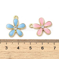 合金エナメルチャーム  キュービックジルコニア付き  花のチャーム  ゴールドカラー  ミックスカラー  19.5x17x2.7mm  穴：1.4mm&nbsp;ENAM-Q507-03G