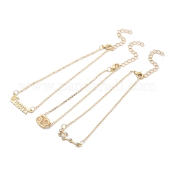 合金ラインストーンアンクレット3個  女性用十二星座チャームアンクレット  蟹座  8インチ（20.4~21.6cm）&nbsp;LS-AJEW-S083-01G-05