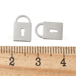 304ステンレススチールチェーンエクステンダードロップ  南京錠チャーム  ステンレス鋼色  11x7x0.5mm  穴：4.5x2mm&nbsp;STAS-L022-462P