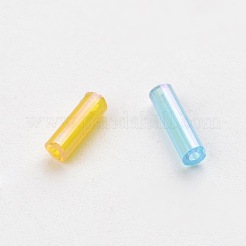 Transparent Colours Rainbow Glass Bugle Beads&nbsp;TSDB6MM-M