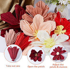 クレープ紙の花  クレープ紙の花  結婚式のパーティーの装飾用の造花  ミックスカラー  120~170x22~30mm&nbsp;DIY-FH0010-23