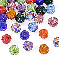 30Pcs Glass Rhinestone Clay Pave Round Beads&nbsp;RB-TA0001-27B